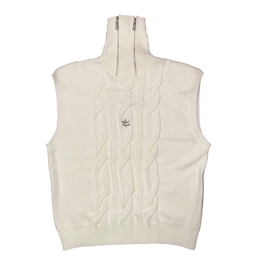 NWT Person‎ Intention Off White Sleeveless Turtleneck Sweater Minimalist Cozy